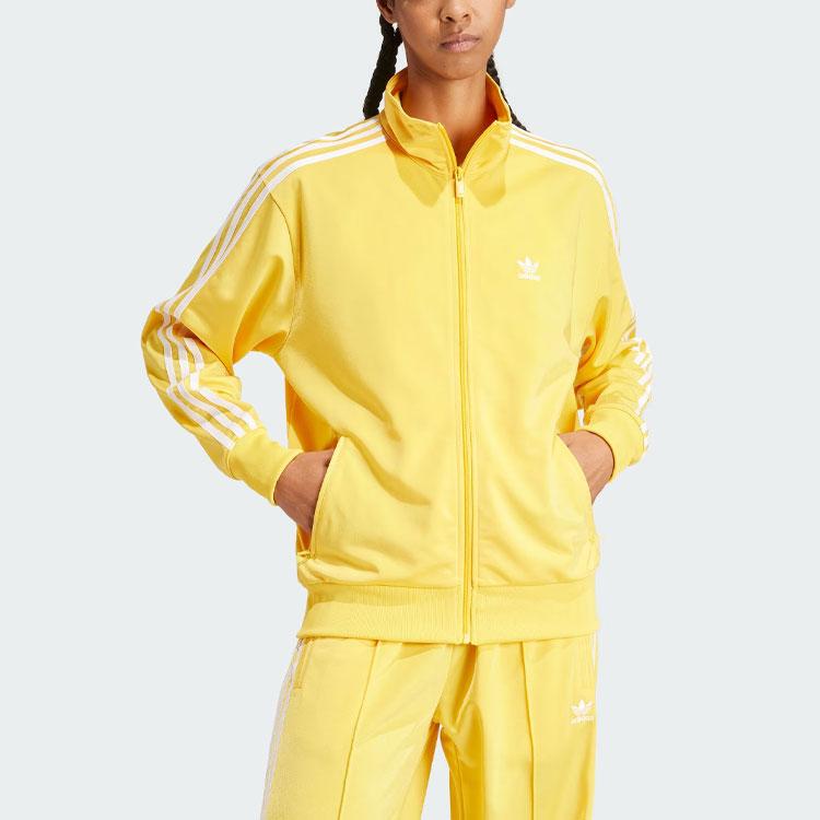 adidas Спортивный топ Originals Adicolor Firebird с тремя полосками и воротником-стойкой, женские топы, ярко-желтый IP0611