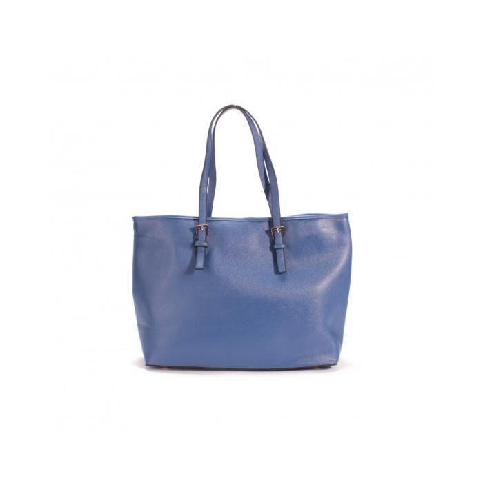 Sac cabas - Thierry Mugler - Eclat 5 - Bleu - Imitation cuir Saffiano - Grainé