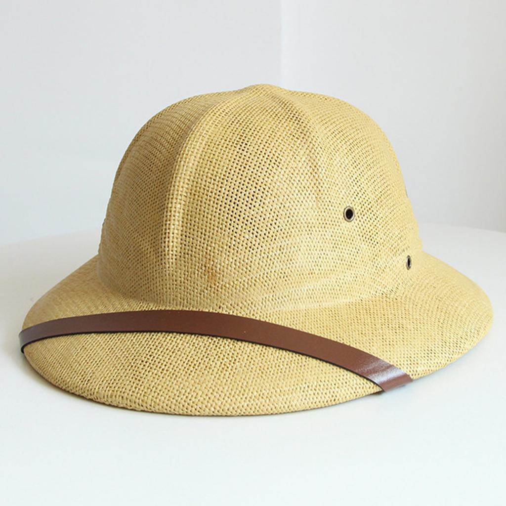 Vintage Handcrochet Straw Hat Vacation Bucket Hat for Adult Women Outdoor Activity Panama Hat for Travel and Casual Wear