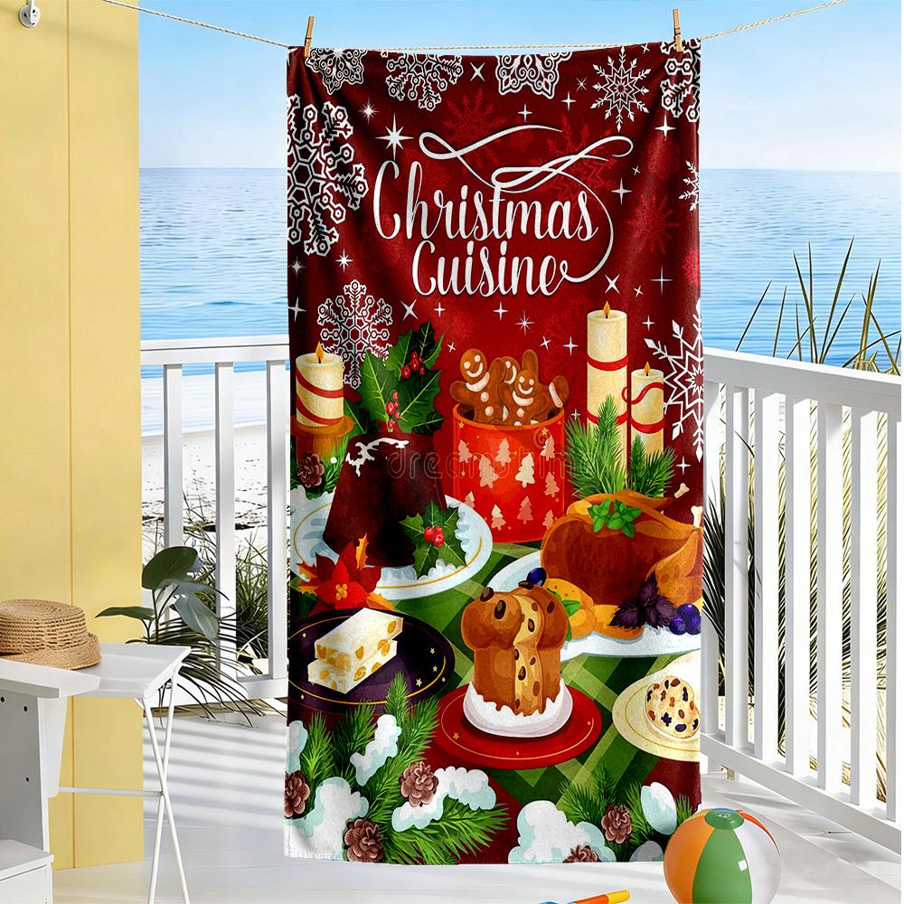Christmas Beach Towel Super Soft Microfiber Quickdry Fabric Comfortable Lightweight