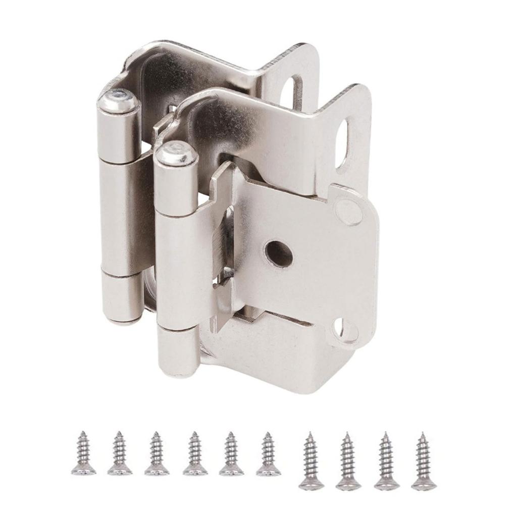 Pack of 2 Antique Steel Cabinet Hinges for Kitchen Door Partial Wrap Closing 1/2Inch Overlays Half Hide Designs