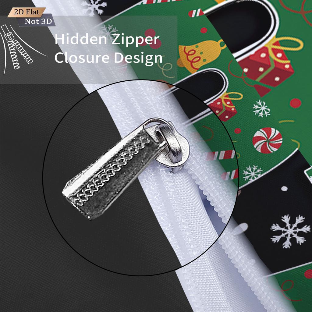 3pcs Merry Christmas 67 element black print coreless duvet cover set multi size bedroom bedding, holiday decoration