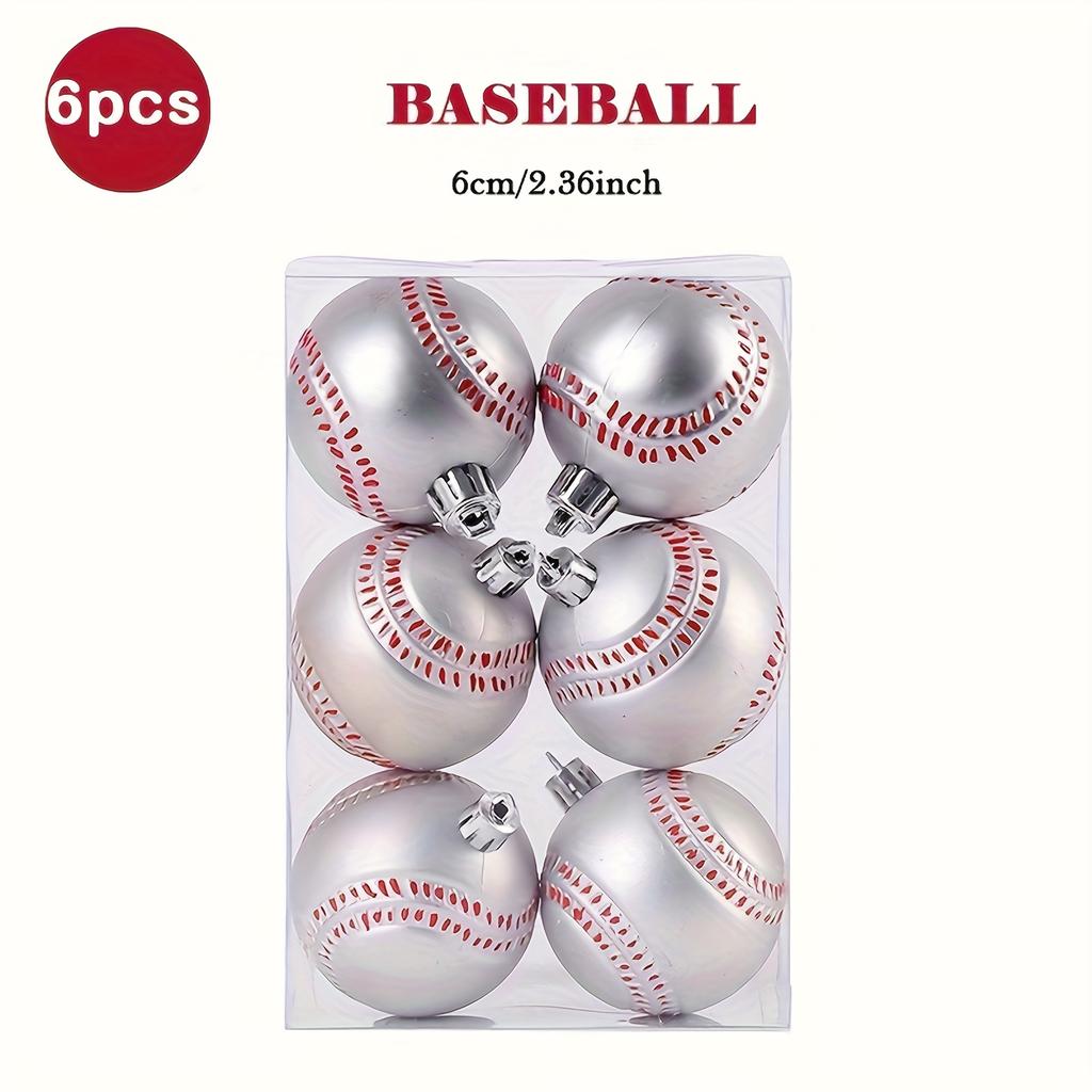 6 шт. Рождественские шары, украшения для рождественской елки, товары для украшения вечеринки, подвесные мячи для елки, футбольные мячи/баскетбольные мячи/бейсбольные мячи, рождественские шары, дом