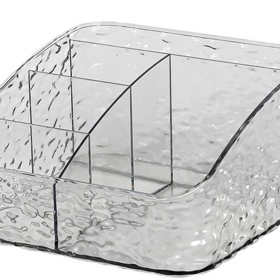 Прозрачный ящик для хранения косметики Косметический органайзер с волнистой текстурой воды Открытый дизайн Легкий доступ Разделенный ящик для хранения для домашнего офиса Спальня Общежитие