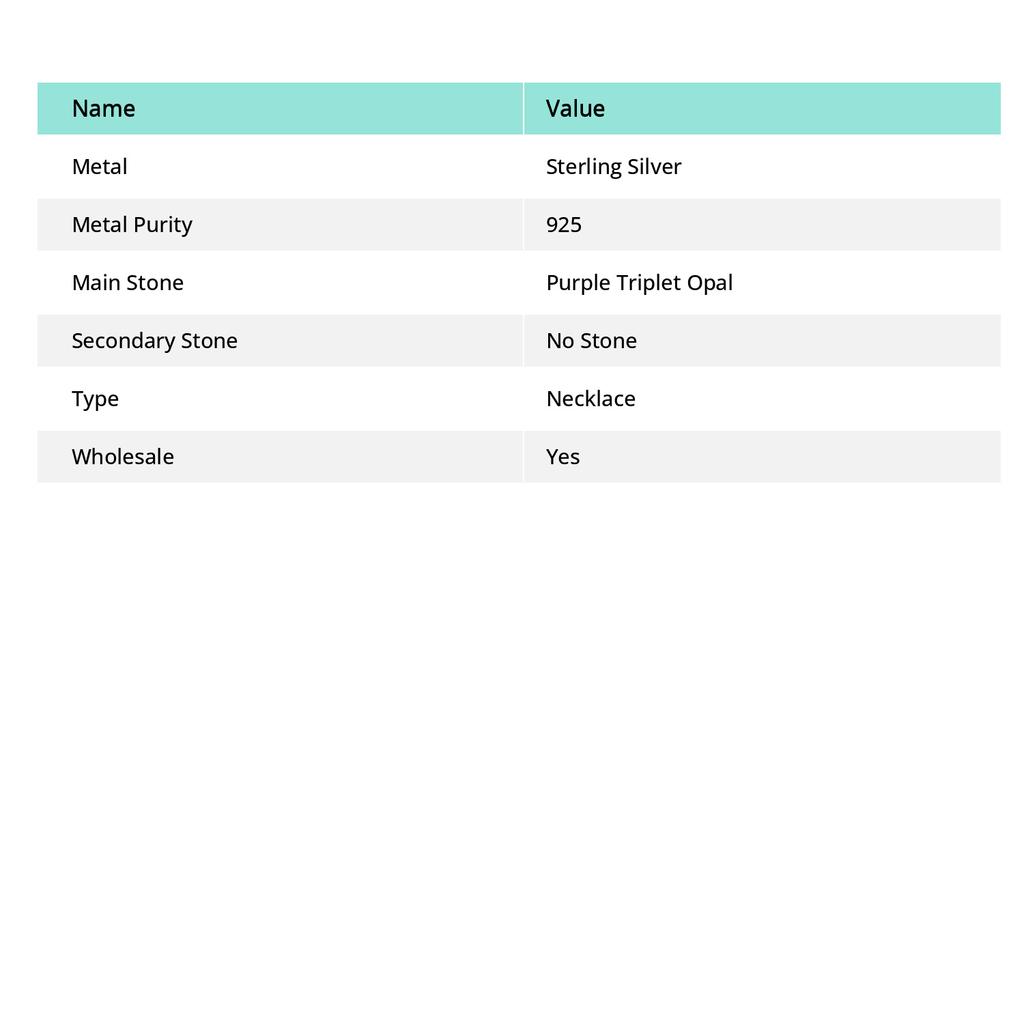 Ожерелье ручной работы из серебра 925 пробы с фиолетовым триплетным опалом, 18 дюймов, k4A87