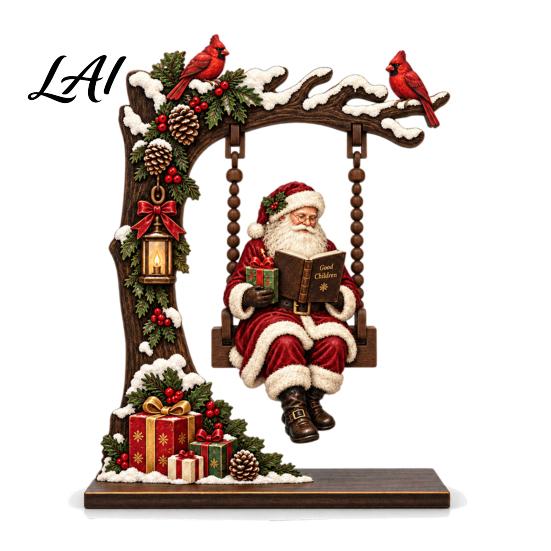Indoor Ornament for Shelves Christmas Swing Ornament Wooden Tabletop Decoration Holiday Home Santa Claus Decor Decor Festive Desktop Centerpiece