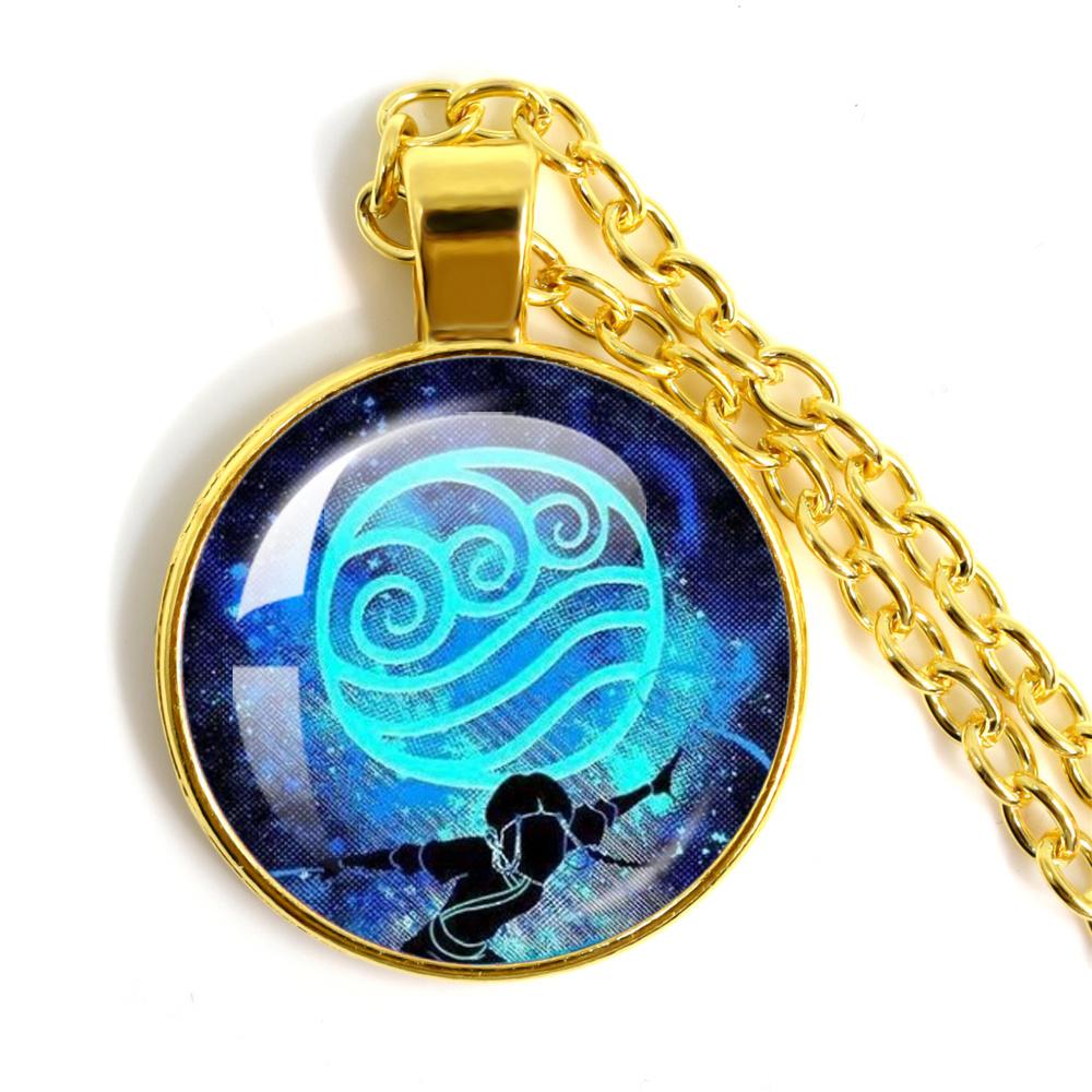 Anime The Last Airbender Fire And Water Tribe Elements Of Water Earth Fire And Air Dome Glass Cabochon Necklace Gift