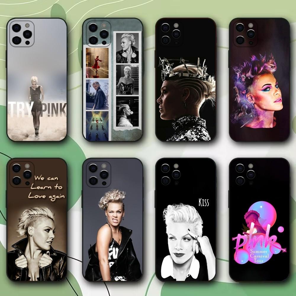 Singer P-P!NK Phone Case For iPhone 16,15,14,13,12,11,Pro,X,XS,Max,XR,Plus,Mini Soft Black Cover