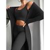 European and American New Sexy V-neck Plush Short Vest and Trousers Three-piece Set, Suit for Women