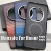 Магнитный защитный чехол из углеродного волокна для Honor Magic 7 Pro 7 Чехол для зарядки Magsafe 600D Арамидное волокно Чехол для телефона