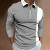 2025 Новая осенне-зимняя мужская модная рубашка-поло с длинным рукавом и лацканами, модная вставка