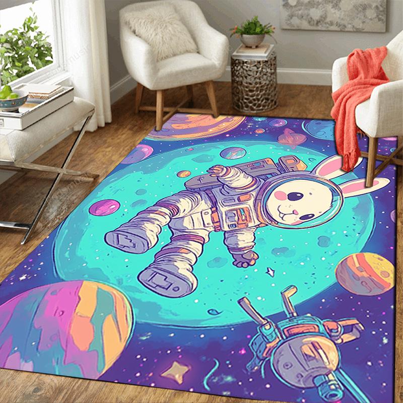Space rabbit Rug Floor Mat for Living Room or Bedroom Soft and Comfortable Carpet a Gift for Birthday and Holiday.