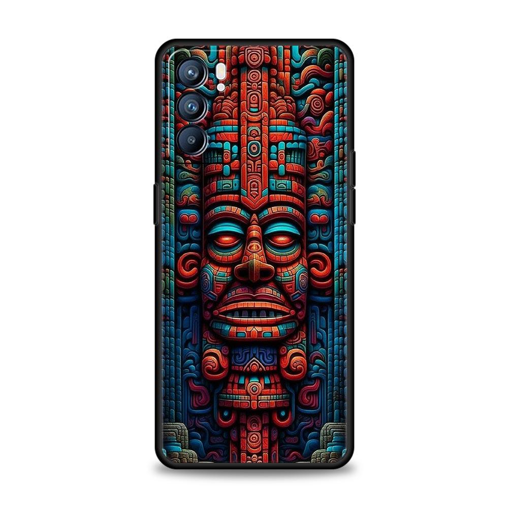 Vintage Totem Painting Phone Case For Oppo Reno 13 12 11 10 7 F Find X5 X6 A98 A80 A79 A78 A57 A54 A31 A17 Pro 5G Soft TPU Cover