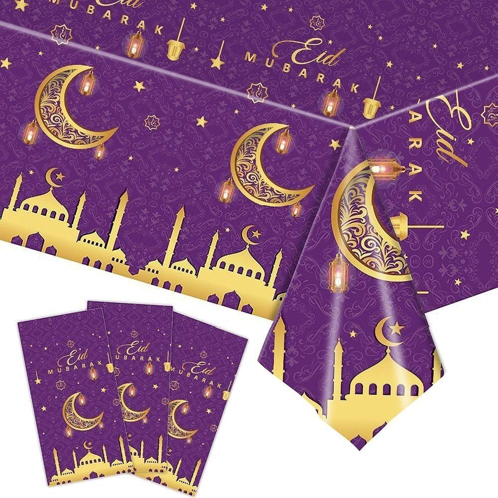 Disposable Eid Mubarak Tablecloths Waterproof Ramadan Decoration 2026 Table Cover  Party Supplies