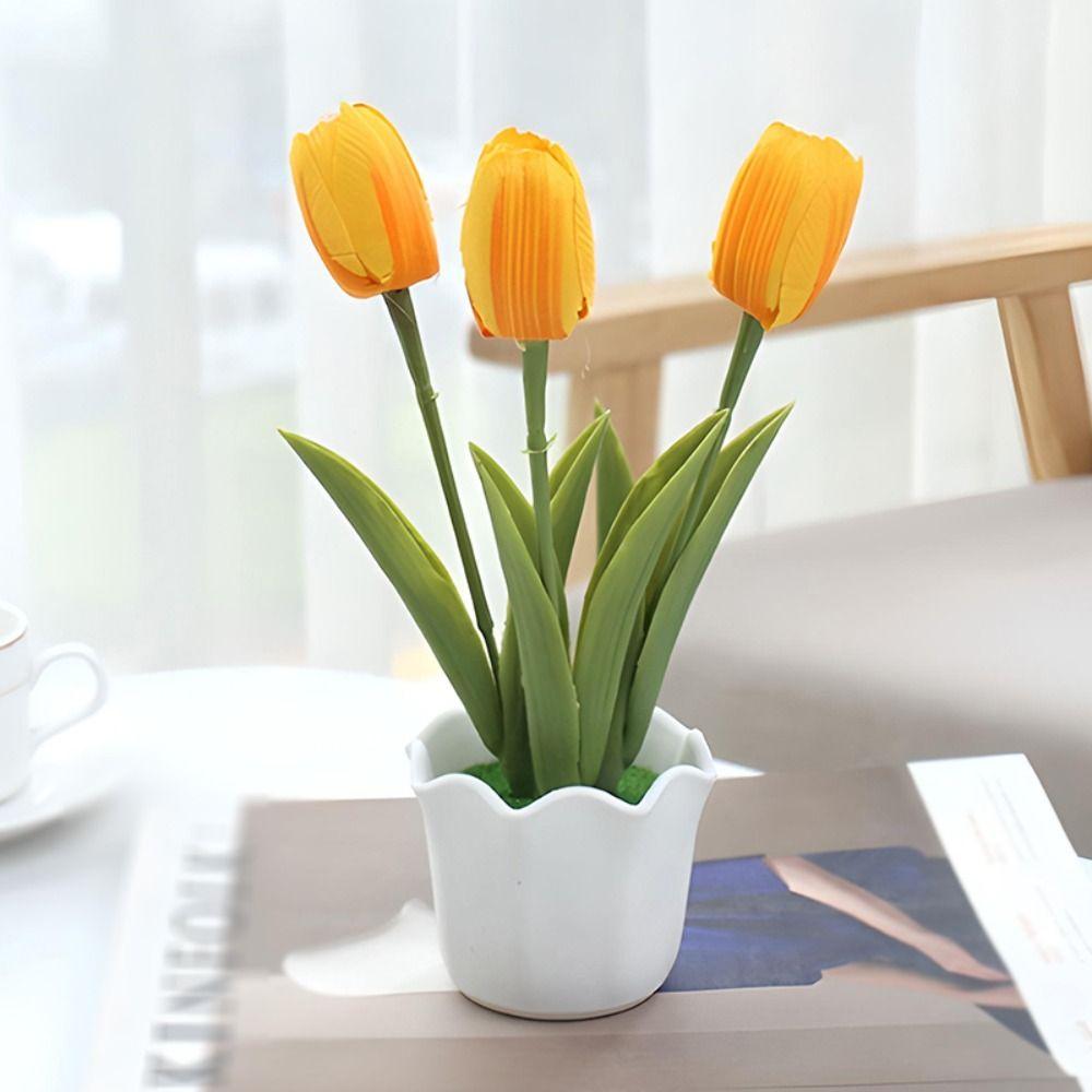 Имитация тюльпана Искусственные цветы тюльпана Искусственные растения Цветок тюльпана Бонсай Горшечные растения Главная