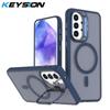 KEYSION Lens Stand Magnetic Phone Case for MagSafe for Samsung A52 5G Matte Translucent Shockproof Back Cover for Galaxy A52S 5G