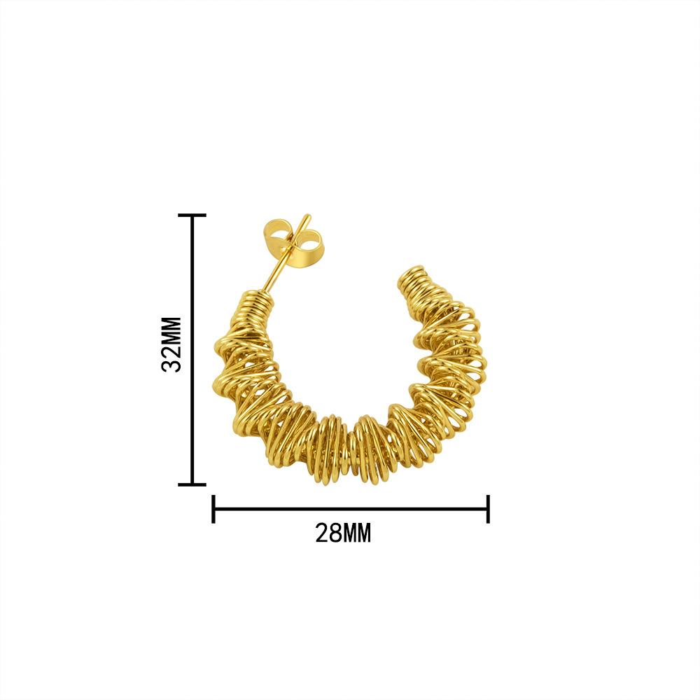 Серьги-пружинки из нержавеющей стали в стиле ретро, женские простые, преувеличенные, покрытые 18-каратным золотом, титановые стальные серьги