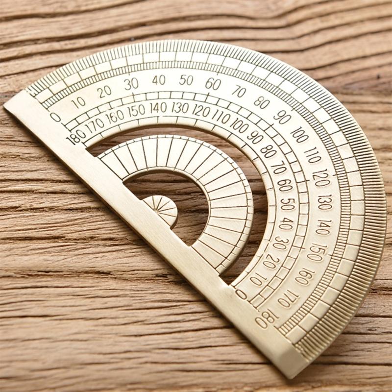 Латунный чертежный транспортир Канцелярские товары Инструмент для точных измерений Винтажная треугольная линейка Инструмент для рисования Долговечный