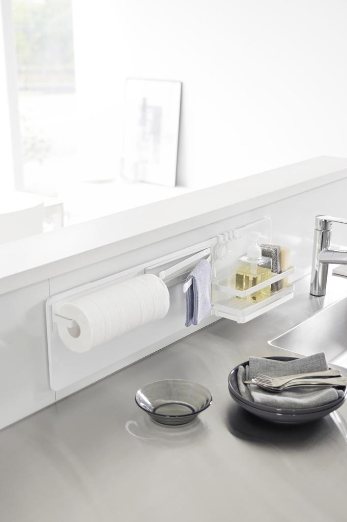 Yamazaki Film Hook Steel W80 x x H20cm film Floating Kitchen Magnetic 1512 Panel, Wide, White, Unit D1.2 (including hook), Tower, Storage, Panel,