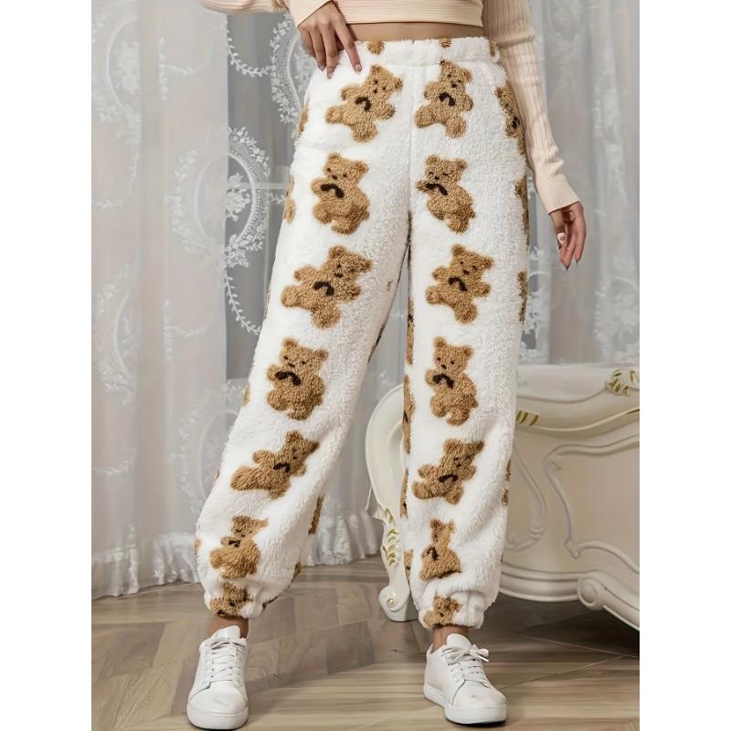 Women S High Waist Loose Printed Plush Sweatpants