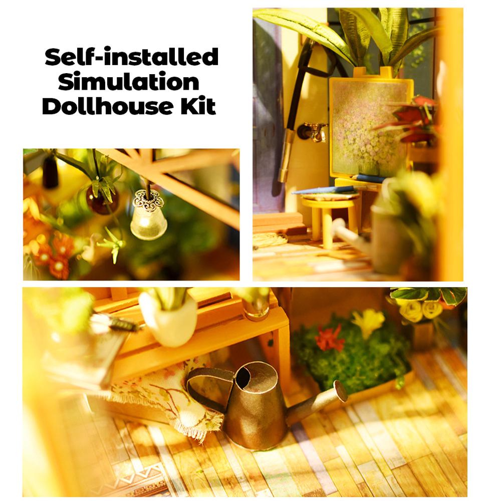 DIY Dollhouse Wooden Room Assemble Kit Home Decoration Miniature House Model Selfinstalled