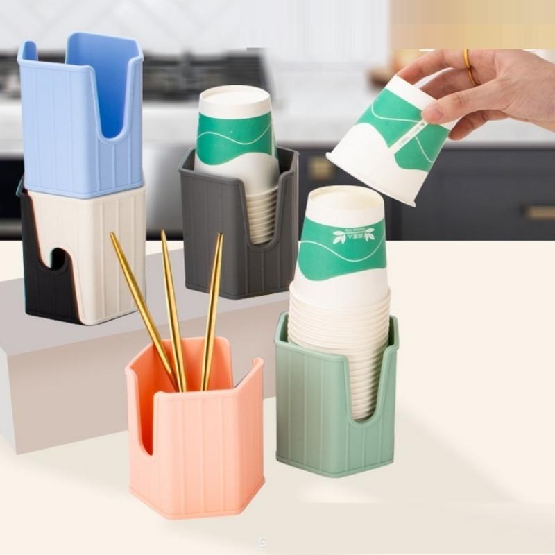 Mouthwash Cups Holder Stackable Silicone Cup Dispenser For Bathroom Sink Counter Space-Saving Mouthwash Cup Holder Small