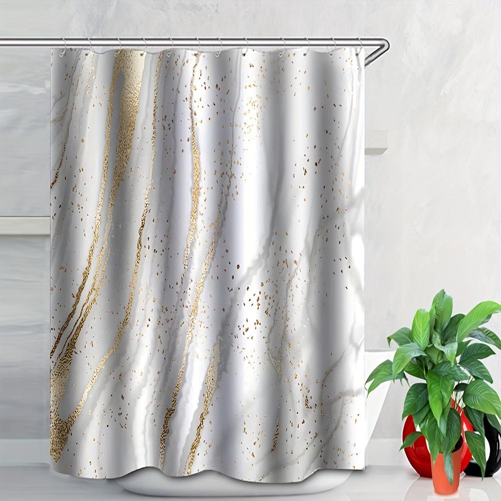 4 шт. Платиновая мраморная занавеска для душа с 12 крючками Нескользящий коврик для ванной комнаты Полный набор декора для ванной комнаты с накладкой на крышку унитаза и ковриком U-образной формы