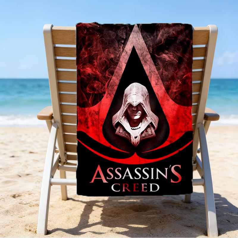 Ультрамягкое пляжное полотенце с тематикой Assassin's Creed, идеально подходит для бассейна - кемпинга, дайвинга - идеальный спутник в путешествии, яркое пляжное полотенце.