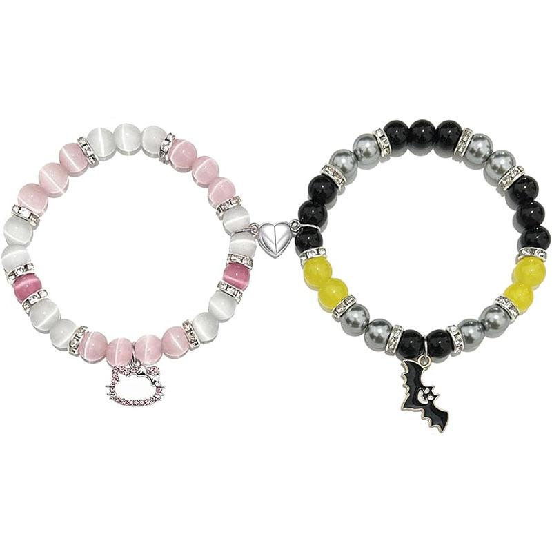 Spider Friendship Bracelets Matching Bracelets for Couple Best Friends Bff Magnet Heart Bracelets Goth Jewelry Gifts for Women
