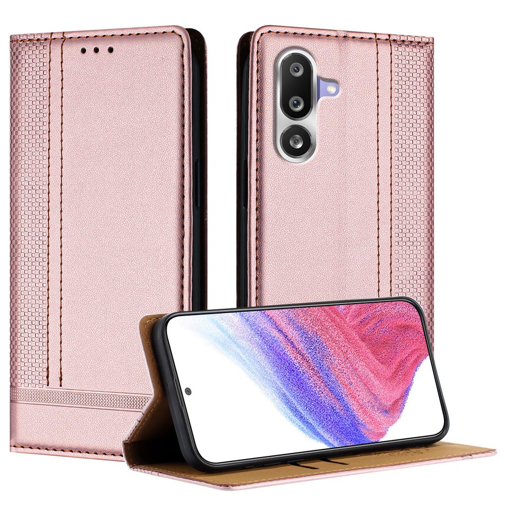 Чехол для Samsung Galaxy M36 5G с L-образным сетчатым узором, кожаная подставка, чехол для телефона со слотами для карт