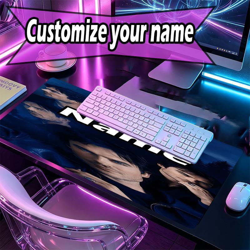 Custom Name Personalized Damon Salvatore Pattern Mousepad, Laptop PC Desk Mat, Decorative Desk Mat for Home Keyboard Pad Gift