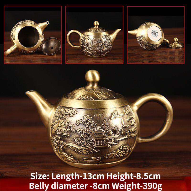 Чайник из матовой латуни, чайник для воды, домашний чайный сервиз, медная посуда, креативные украшения для чайника, изделия ручной работы