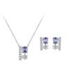 Сине-фиолетовый сверкающий набор колье и серег с бриллиантами из стерлингового серебра S925