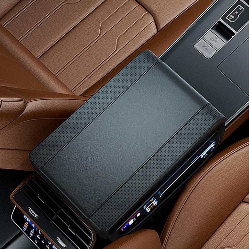 Car Armrest Storage Box Mat Leather and Memory Foam Car Center Console Cover Armrest Heighten Cover