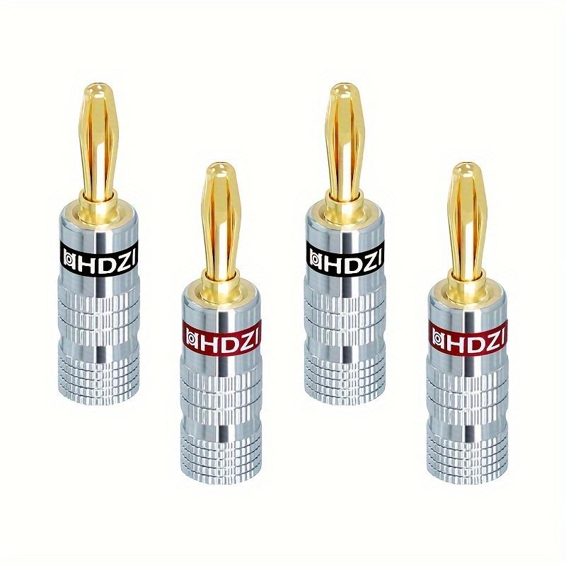 HHDZI 24K Gold Plated Banana Plug Aluminum Shell Screw Lock Audio Connector for 12-18 AWG Speaker Wire HiFi AmplifierGood product