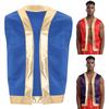 Mens Halloween Toad Vest Costumes Open Front Metallic Shiny Trim Contrast Waistcoat Cartoon Captain Cosplay for Party