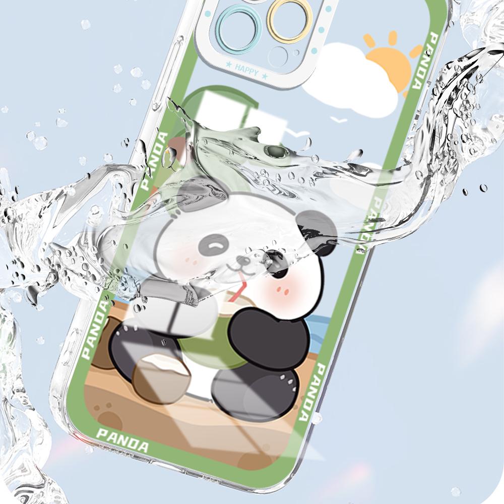 Для Vivo Y15S Y17S Y36 Y20 Y22S Y28 Y75 Y33S Y18 V27 V29e V30e V20 V21 Tecno Pova 5 милый мультяшный панда мягкий прозрачный ТПУ полный защитный чехол для линз