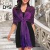 Women Sparkling Shawl Metallic Wire Bridesmaid Scarves Wraps with Scarf Button Wedding Party Accessories