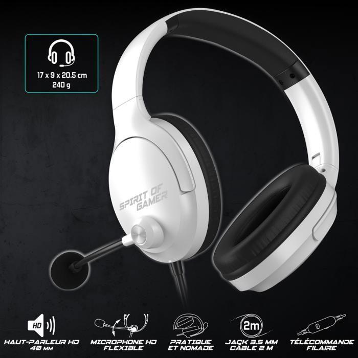 Casque Gaming - SPIRIT OF GAMER - PRO H4 ARTIC - Filaire - Stéréo 2.0 - Circum-aural