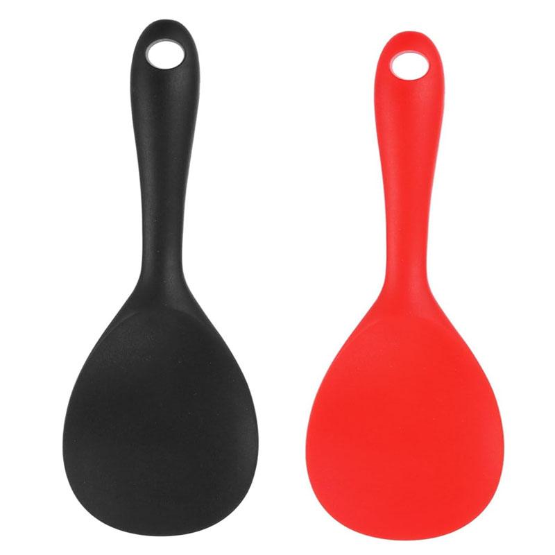 2pcs Hanging Silicone Rice Spoon Non Stick Rice Spatula Heat Resistant Rice Cooker Spoon Electric Rice Cooking Scoop with Holes