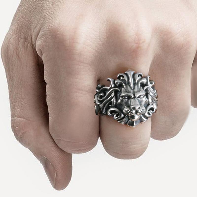 Мощное кольцо с открытой головой льва для мужчин, персонализированное модное ретро трендовое панк хип-хоп кольцо