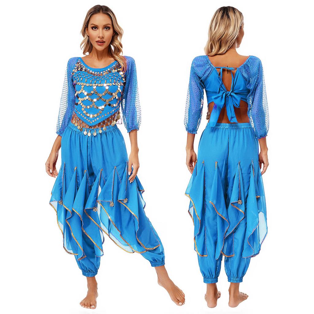 Женский комплект для танца живота, индийский Болливуд, арабская принцесса, танцевальная одежда, наряды для фестиваля, косплей, маскарад, вечерние, сценическое выступление