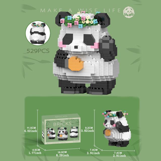 Mini Cute Creative Panda Micro Building Blocks 3D Diamond Model Animals Bricks DIY City Construction Toys for Children Kids Gift