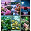 5D DIY Diamond Mosaic Painting Full Square Rhinestones Lake Castle Moon  Road Diamond Embroidery Flower Landscape Puzzle Gift