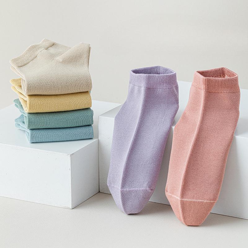 Women's Summer Antibacterial Short Socks Macaron Trendy Socks Boneless Sewn Boat Socks Invisible Socks Cotton Socks