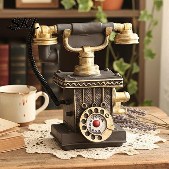 Victorian Style Phone Telephone Resin Figurine, Retro Model Statue with Matte Finish, Durable Old-Fashioned Desk Decor for Home Office Bookshelf