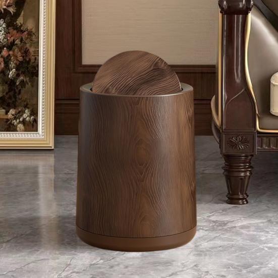 Мусорное ведро для ванной комнаты Круглая мусорная корзина с откидной крышкой Большая вместимость Легко чистить Кухонное мусорное ведро Декорация