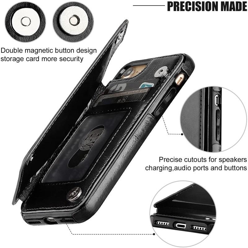 Кожаный чехол-кошелек для iPhone 11 12 13 14 15 16 17 Pro Max Mini Air XR XS 8 7 Plus SE Держатель с отделениями для карт Откидная крышка
