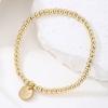 53 4mm Gold/Silver Stainless Steel Beaded Elastic Bracelet For Men Women Comfort Fit Adjustable Wristband