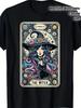 Witch Cat Tarot Gothic T-Shirt - Vintage Tarot Card Design with Black Cat & Witch Hat - Soft Breatha